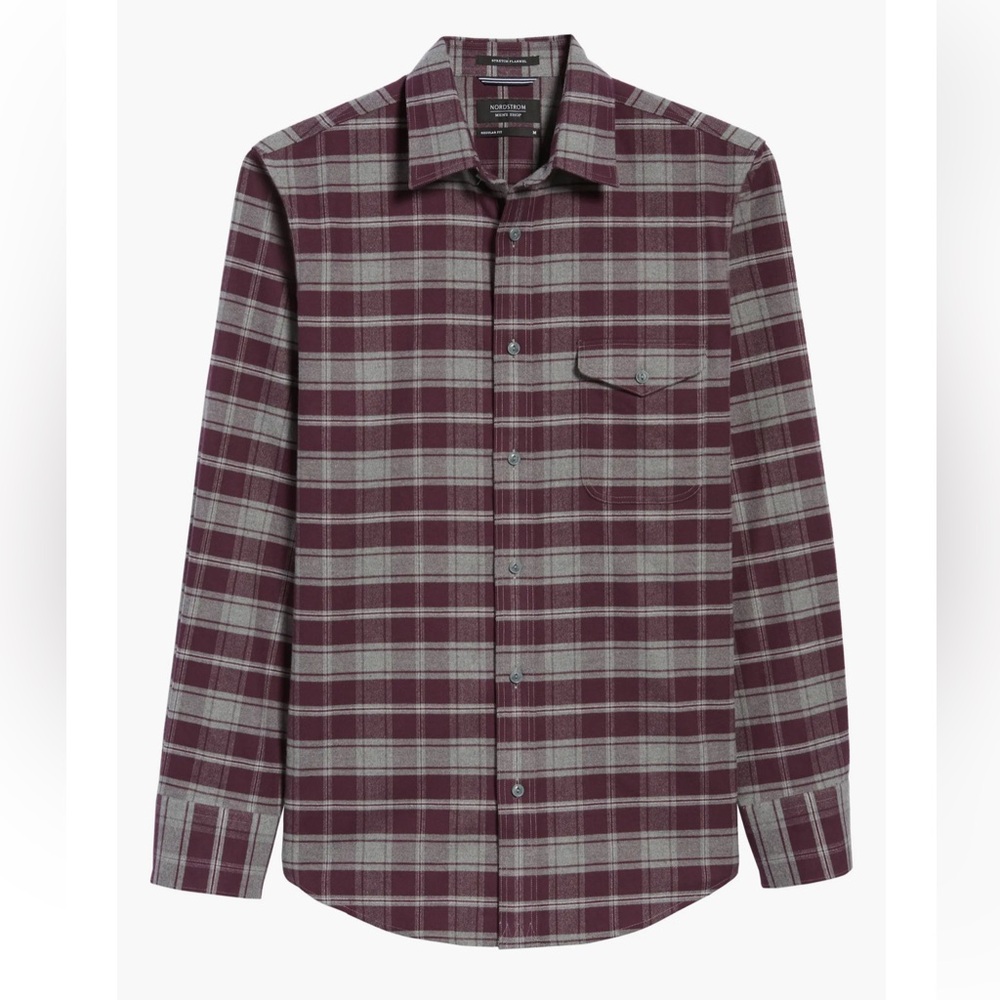 Nordstrom stretch flannel shirt regular fit
